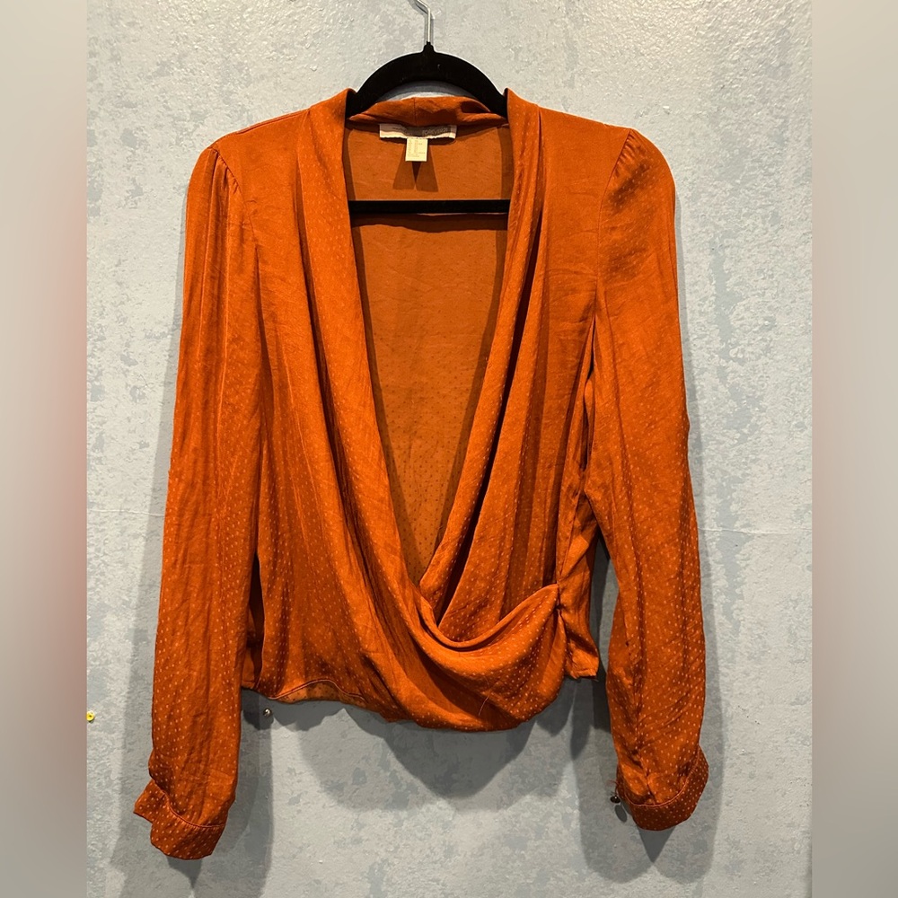 Forever 21 Deep Orange Draped Blouse